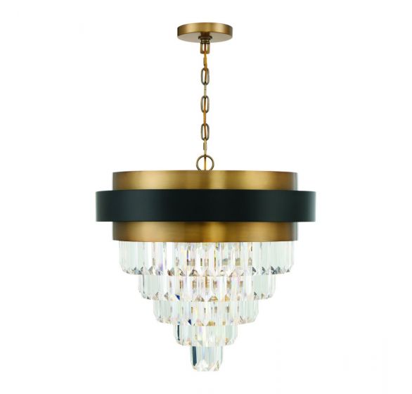 Marquise 4-Light Chandelier in Matte Black with Warm Brass Accents