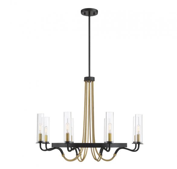 Kearney 8-Light Chandelier in Vintage Black with Warm Brass