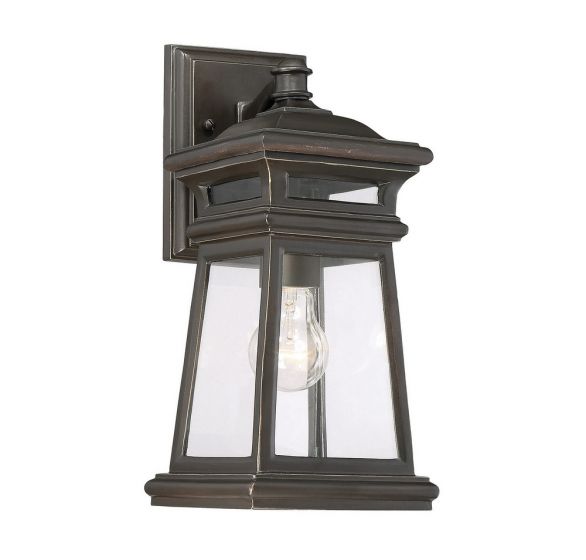 Taylor 1-Light Outdoor Wall Lantern in English Bronze with Gold