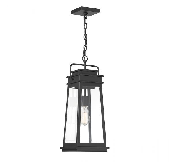 Boone 1-Light Outdoor Hanging Lantern in Matte Black