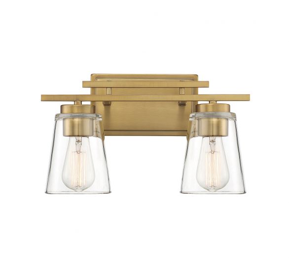 Calhoun 2-Light Bathroom Vanity Light in Warm Brass