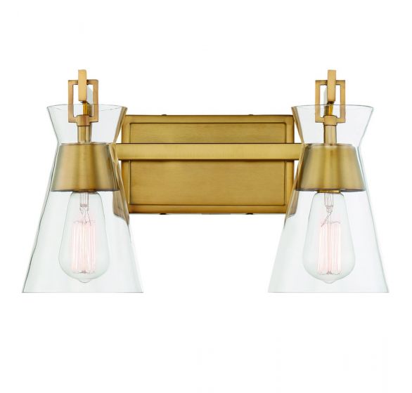 Lakewood 2-Light Bathroom Vanity Light in Warm Brass