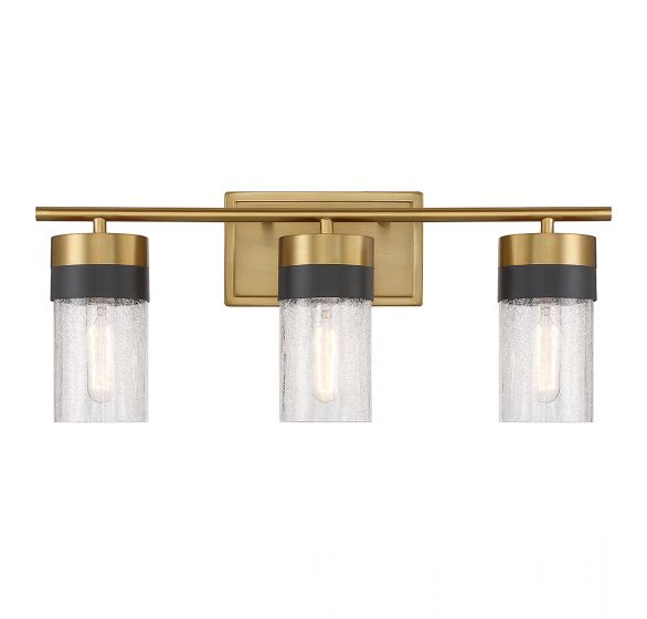 Brickell 3-Light Bathroom Vanity Light in Warm Brass and Black
