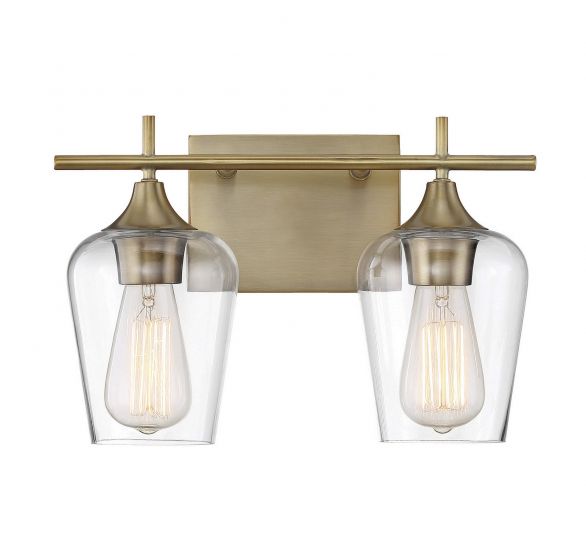 Octave 2-Light Bathroom Vanity Light in Warm Brass