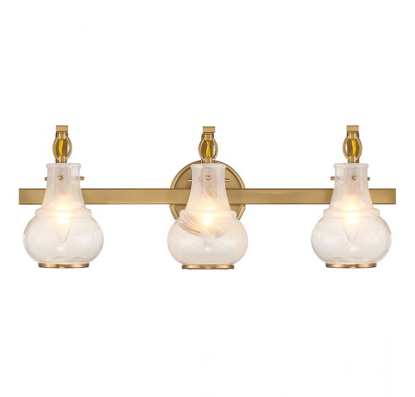 Adams 3-Light Bathroom Vanity Light in Warm Brass