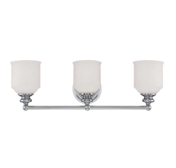 Melrose 3-Light Bathroom Vanity Light in Polished Chrome