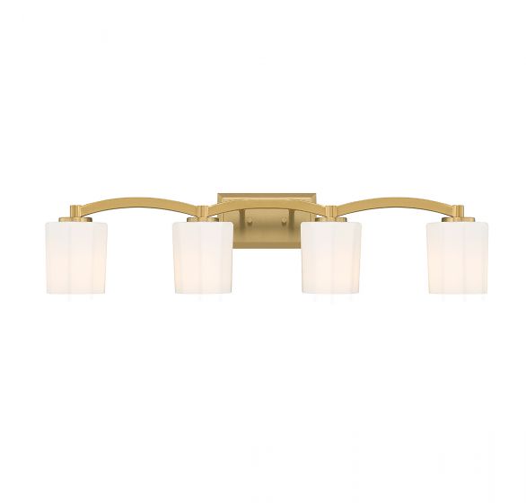 Whitney 4-Light Bathroom Vanity Light in Warm Brass