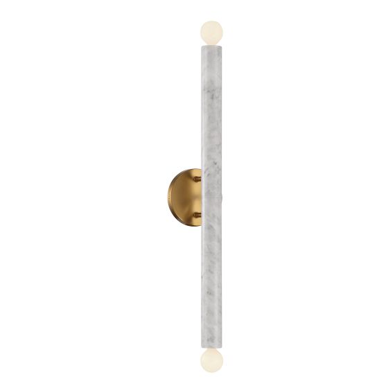 Callaway 2-Light Wall Sconce in White Marble with Warm Brass