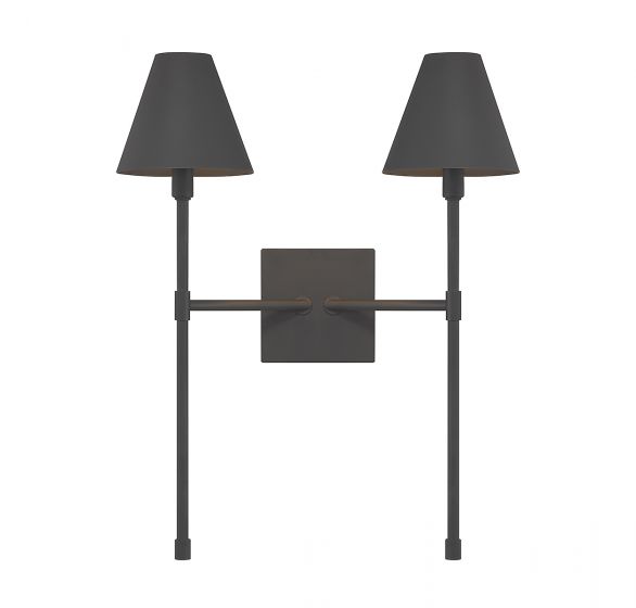 Jefferson 2-Light Wall Sconce in Matte Black