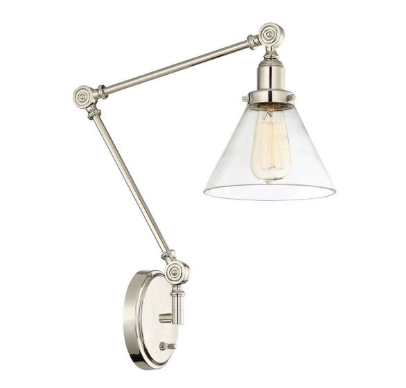 Drake 1-Light Adjustable Wall Sconce in Polished Nickel
