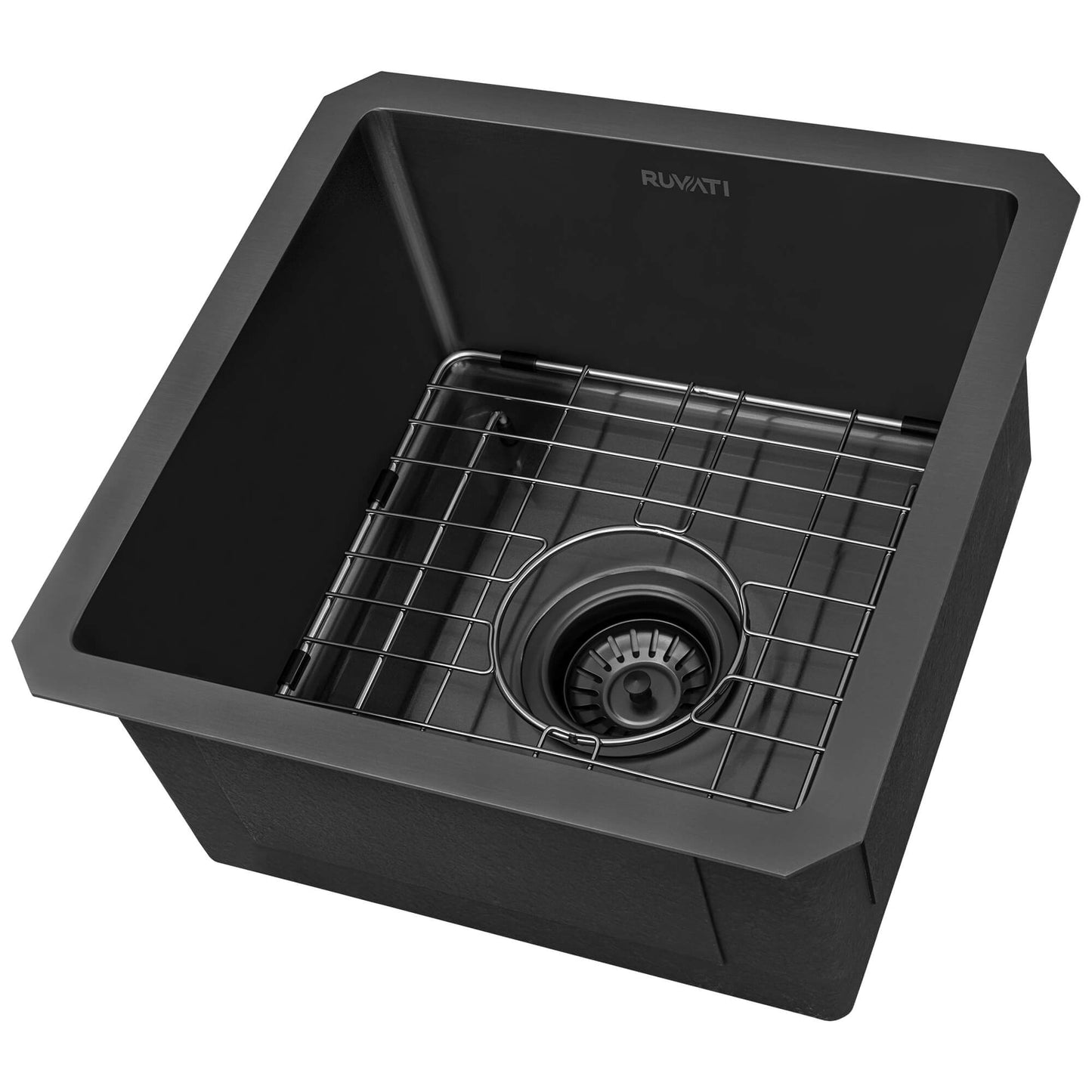 Ruvati 15-inch Gunmetal Black Stainless Steel Undermount Bar Prep 16 Gauge Kitchen Sink - RVH7015BL