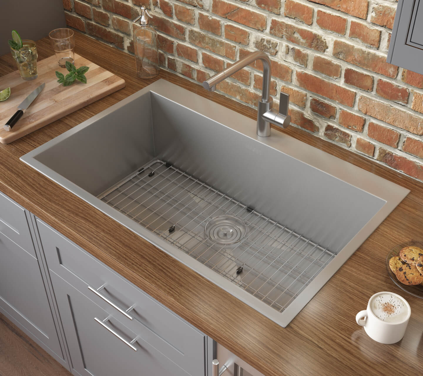 Ruvati 33 x 22 Drop-in Topmount 16 Gauge Zero Radius Stainless Steel Kitchen Sink Single Bowl - 1 hole - RVH8000
