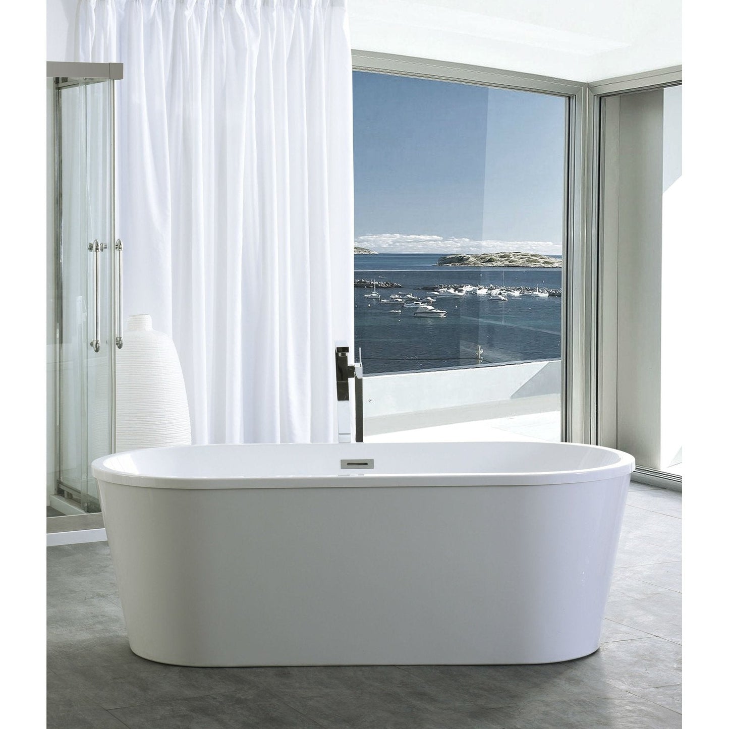 Legion Furniture 67.3" White Acrylic Tub - No Faucet WE6815-L