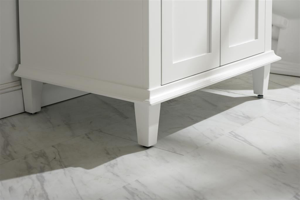 30" Haven Vanity with Single Sink and Carrara Marble Top in White Finish