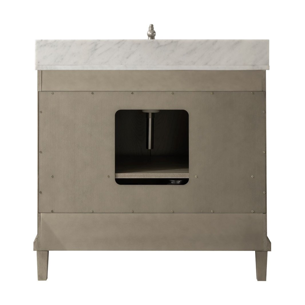 Legion Furniture 36" Antique Gray Oak Vanity With Carrara White Top WLF7040-36-AGO-CW