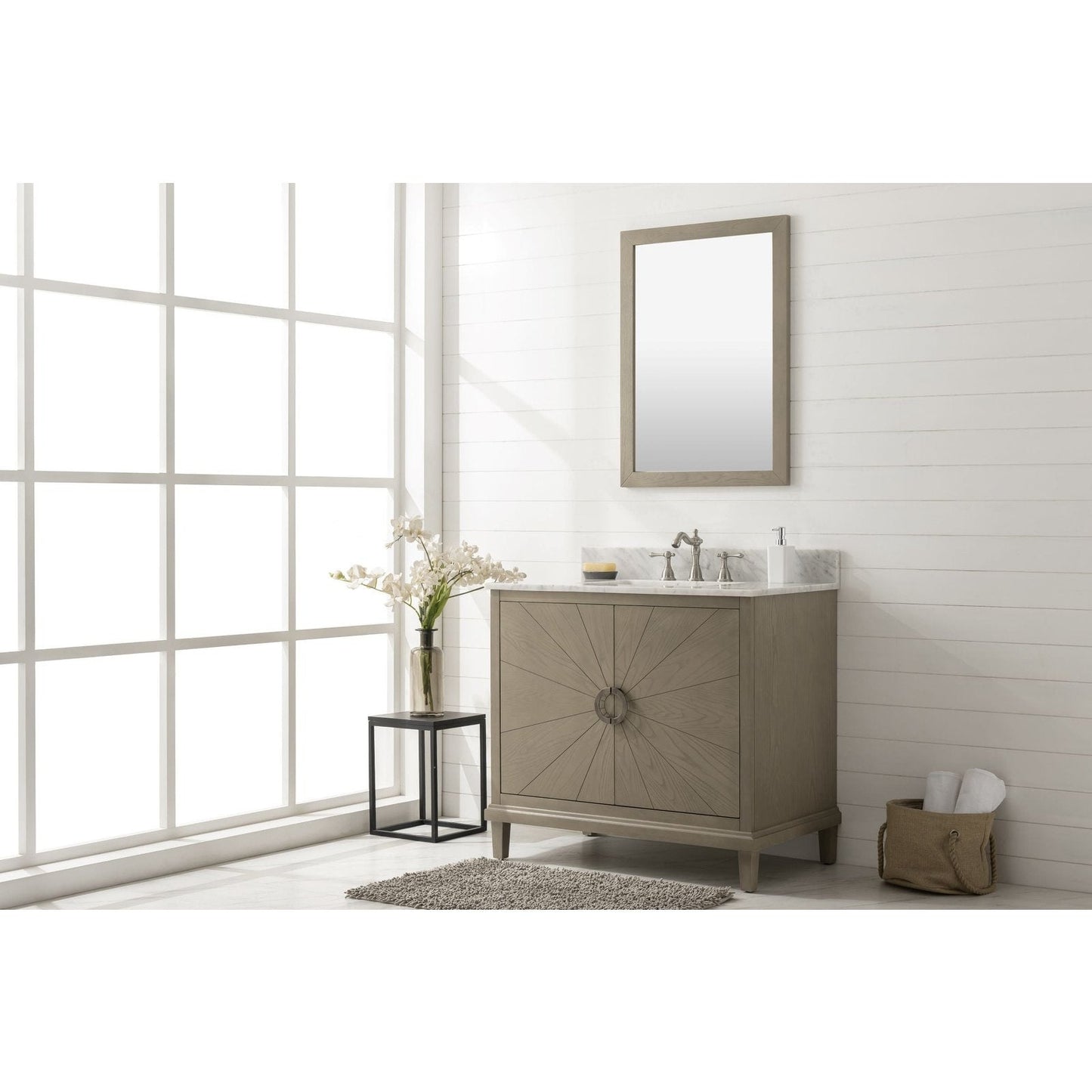 Legion Furniture 36" Antique Gray Oak Vanity With Carrara White Top WLF7040-36-AGO-CW