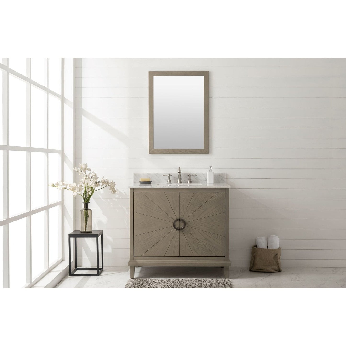 Legion Furniture 36" Antique Gray Oak Vanity With Carrara White Top WLF7040-36-AGO-CW