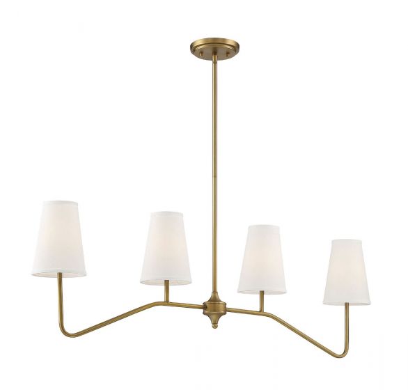 4-Light Linear Chandelier in Natural Brass