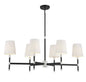 Brody 6-Light Linear Chandelier in Matte Black with Polished Nickel Accents