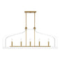 Sheffield 5-Light Linear Chandelier in White with Warm Brass Accents