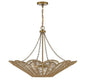 Cyperas 5-Light Pendant in Warm Brass and Rope