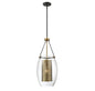 Dunbar 1-Light Pendant in Warm Brass with Bronze Accents