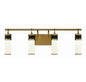 Abel 4-Light LED Bathroom Vanity Light in Matte Black with Warm Brass Accents