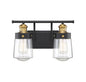 Macauley 2-Light Bathroom Vanity Light in Vintage Black with Warm Brass