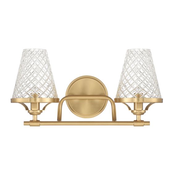 Candler 2-Light Bathroom Vanity Light in Warm Brass