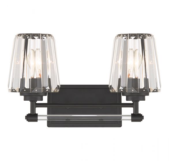 Garnet 2-Light Bathroom Vanity Light in Matte Black