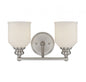 Melrose 2-Light Bathroom Vanity Light in Satin Nickel