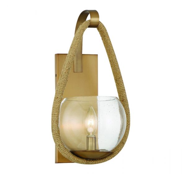 Ashe 1-Light Wall Sconce in Warm Brass and Rope