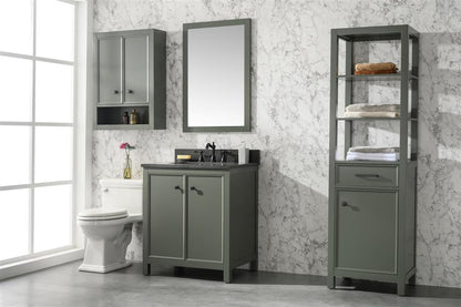30" Bainbridge Vanity with Single Sink and Blue Limestone Top in Pewter Green Finish