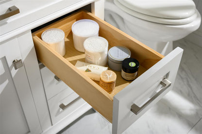 36" Haven Vanity with Single Sink and Carrara Marble Top in White Finish