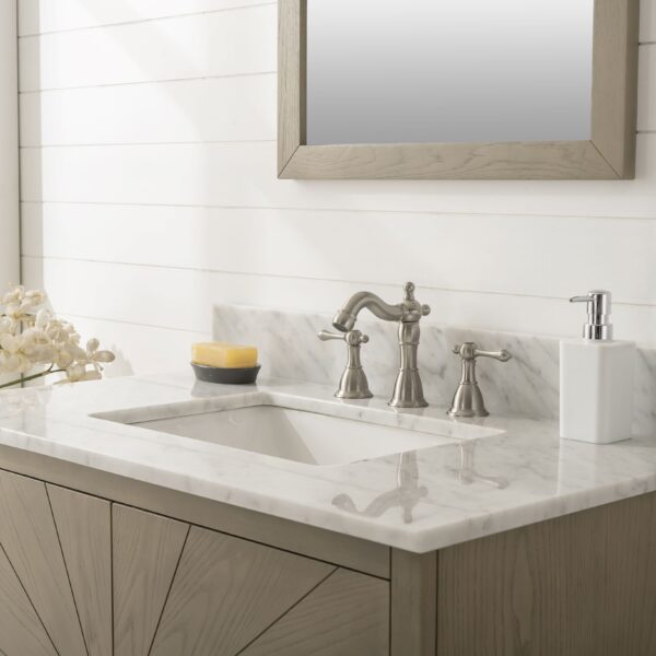 Legion Furniture Antique Gray Oak Vanity With Carrara White Top