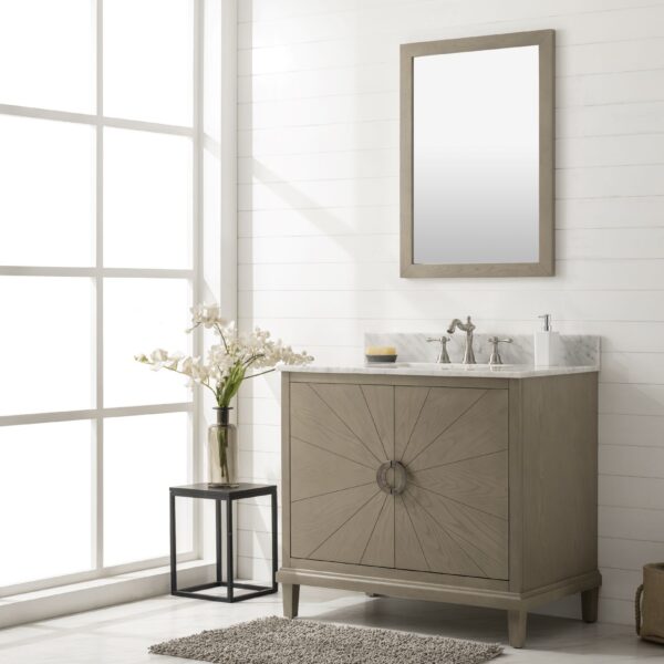 Legion Furniture Antique Gray Oak Vanity With Carrara White Top
