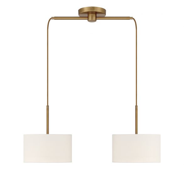2-Light Linear Chandelier in Natural Brass