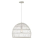 1-Light Pendant in White Rattan with A White Socket