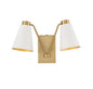 2-Light Wall Sconce in White with Natural Brass